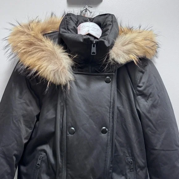 Soia & Kyo Yohann Down Insulated Bomber Black Real Fur Size Large - Picture 5 of 16